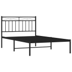 vidaXL Cadru de pat din metal cu tăblie, negru, 100x200 cm