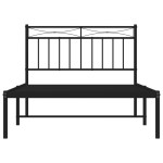 vidaXL Cadru de pat din metal cu tăblie, negru, 107x203 cm