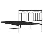 vidaXL Cadru de pat din metal cu tăblie, negru, 107x203 cm