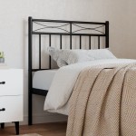 vidaXL Tăblie de pat metalică, negru, 75 cm