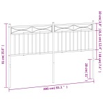 vidaXL Tăblie de pat metalică, negru, 200 cm