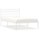 vidaXL Cadru de pat din metal cu tăblie, alb, 100x200 cm