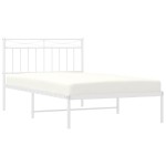 vidaXL Cadru de pat din metal cu tăblie, alb, 100x200 cm