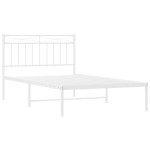 vidaXL Cadru de pat din metal cu tăblie, alb, 100x200 cm