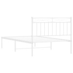 vidaXL Cadru de pat din metal cu tăblie, alb, 107x203 cm