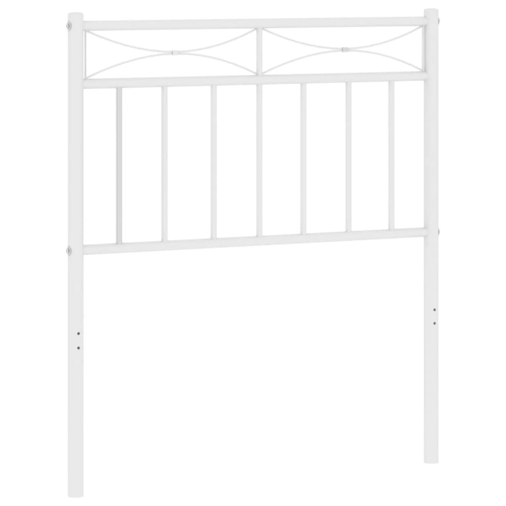 vidaXL Tăblie de pat metalică, alb, 75 cm