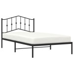 vidaXL Cadru de pat din metal cu tăblie, negru, 107x203 cm