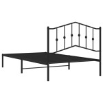 vidaXL Cadru de pat din metal cu tăblie, negru, 107x203 cm