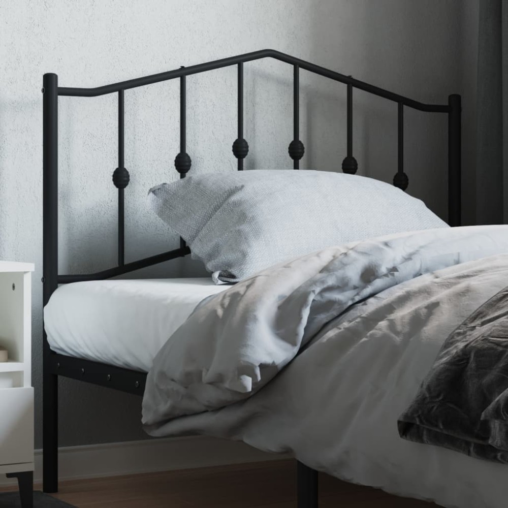 vidaXL Tăblie de pat metalică, negru, 107 cm