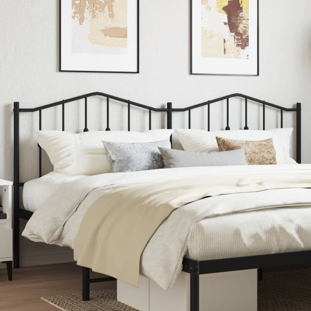 vidaXL Tăblie de pat metalică, negru, 160 cm