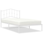 vidaXL Cadru de pat din metal cu tăblie, alb, 100x200 cm