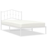 vidaXL Cadru de pat din metal cu tăblie, alb, 107x203 cm
