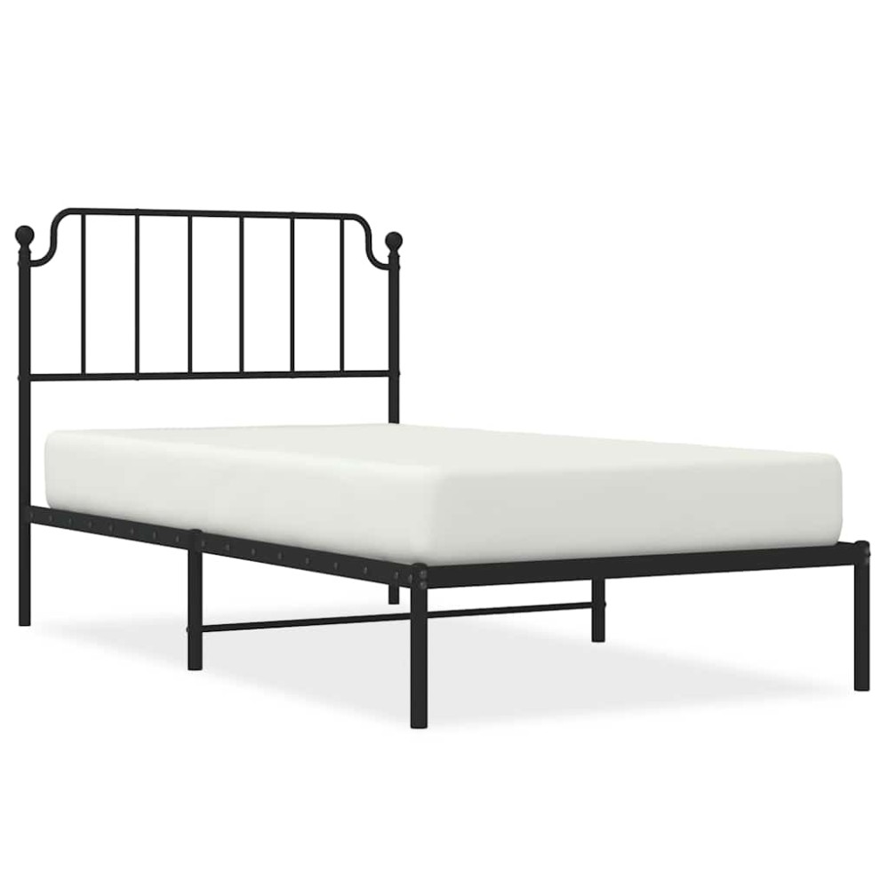 vidaXL Cadru de pat din metal cu tăblie, negru, 100x200 cm