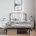 vidaXL Cadru de pat din metal cu tăblie, negru, 100x200 cm