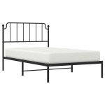 vidaXL Cadru de pat din metal cu tăblie, negru, 107x203 cm