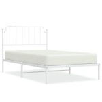 vidaXL Cadru de pat din metal cu tăblie, alb, 107x203 cm