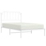 vidaXL Cadru de pat din metal cu tăblie, alb, 107x203 cm