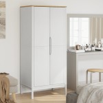 vidaXL Șifonier "FLORO", alb, 77x53x171 cm, lemn masiv pin vidaXL Șifonier "FLORO", alb, 77x53x171 cm, lemn masiv pin