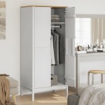 vidaXL Șifonier "FLORO", alb, 77x53x171 cm, lemn masiv pin vidaXL Șifonier "FLORO", alb, 77x53x171 cm, lemn masiv pin