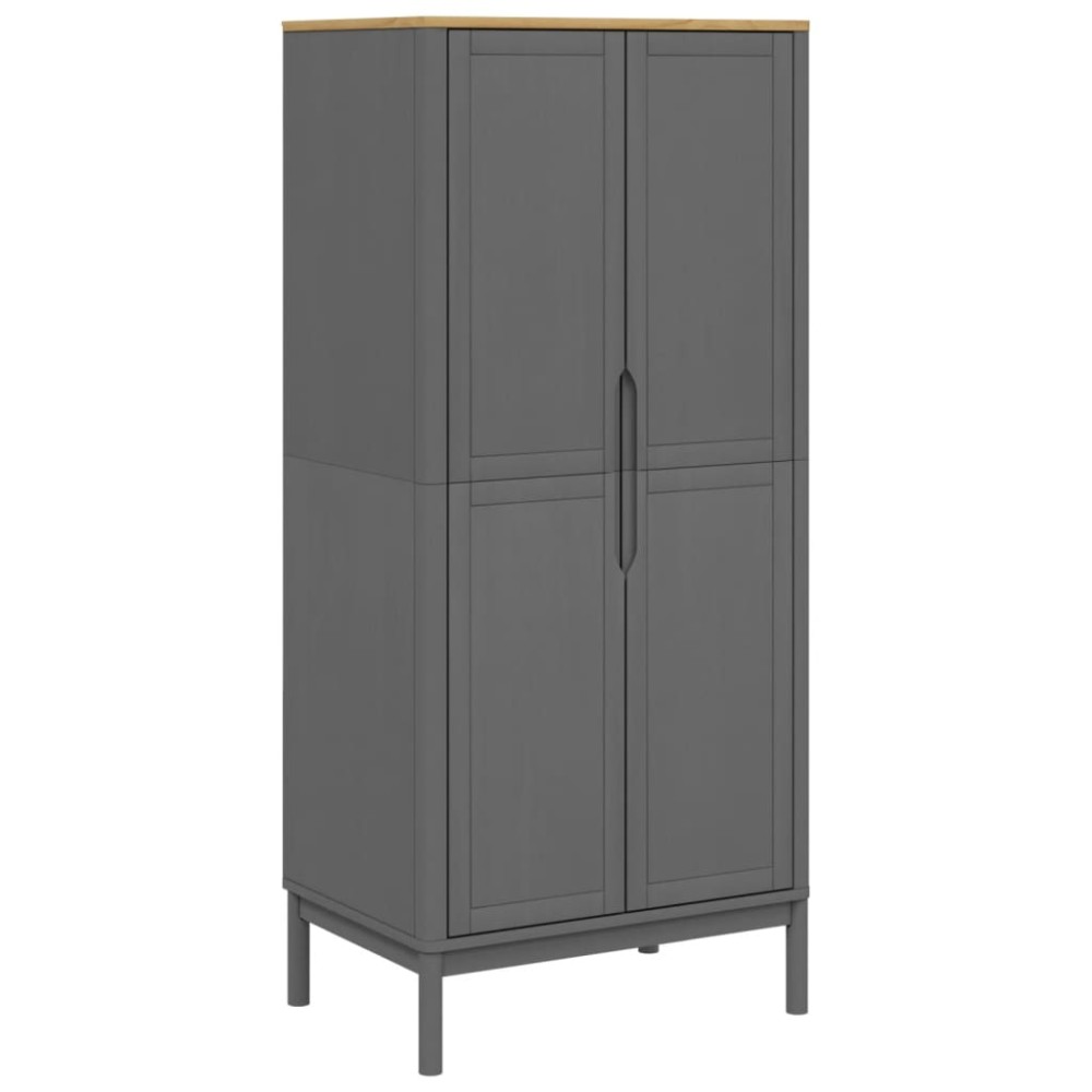 vidaXL Șifonier "FLORO", gri, 77x53x171 cm, lemn masiv pin