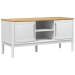 vidaXL Dulap TV "FLORO", alb, 114x43x55 cm, lemn masiv de pin