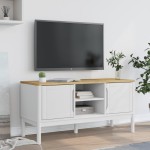 vidaXL Dulap TV "FLORO", alb, 114x43x55 cm, lemn masiv de pin