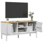 vidaXL Dulap TV "FLORO", alb, 114x43x55 cm, lemn masiv de pin