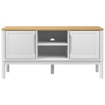 vidaXL Dulap TV "FLORO", alb, 114x43x55 cm, lemn masiv de pin