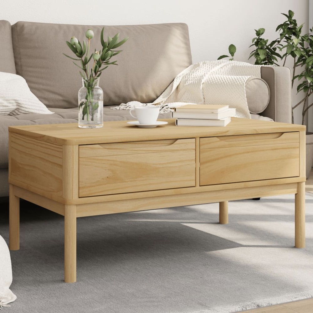 vidaXL Măsuță cafea "FLORO", maro ceruit 99x55,5x45 cm lemn masiv pin