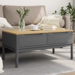 vidaXL Măsuță cafea "FLORO", gri, 99x55,5x45 cm lemn masiv pin vidaXL Măsuță cafea "FLORO", gri, 99x55,5x45 cm lemn masiv pin