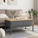 vidaXL Măsuță cafea "FLORO", gri, 99x55,5x45 cm lemn masiv pin vidaXL Măsuță cafea "FLORO", gri, 99x55,5x45 cm lemn masiv pin