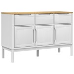 vidaXL Dulap FLORO, alb, 114x43x74 cm, lemn masiv de pin