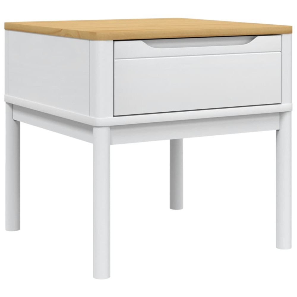 vidaXL Măsuță de veioză FLORO alb 55x55x54 cm lemn masiv pin