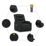 vidaXL Fotoliu rabatabil cu masaj, negru, piele ecologică