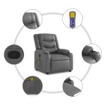 vidaXL Fotoliu de masaj rabatabil, gri, piele ecologică vidaXL Fotoliu de masaj rabatabil, gri, piele ecologică