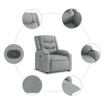 vidaXL Fotoliu rabatabil, gri deschis, material textil