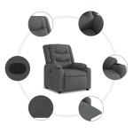 vidaXL Fotoliu rabatabil, gri închis, material textil