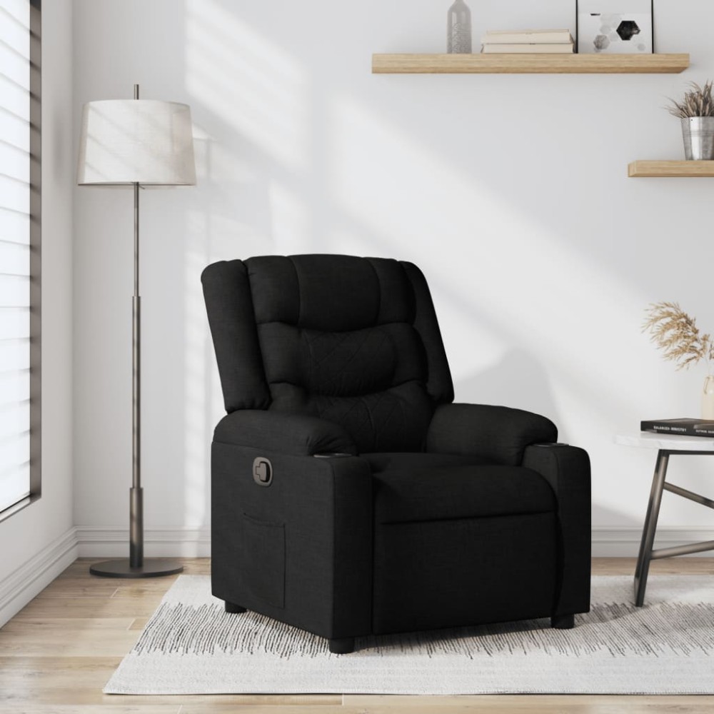 vidaXL Fotoliu rabatabil, negru, material textil