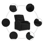 vidaXL Fotoliu rabatabil, negru, material textil vidaXL Fotoliu rabatabil, negru, material textil