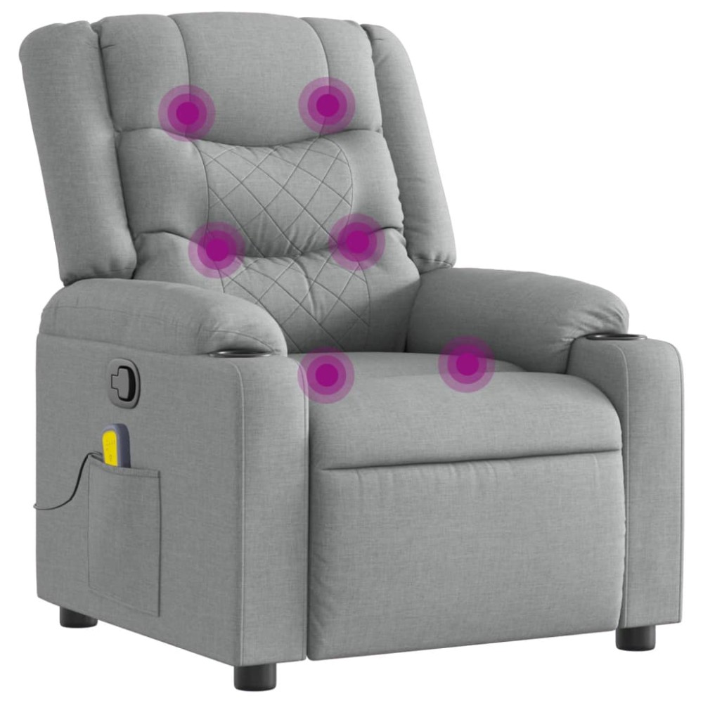vidaXL Fotoliu de masaj rabatabil, gri deschis, textil