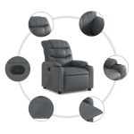 vidaXL Fotoliu rabatabil, gri, piele ecologică