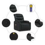 vidaXL Fotoliu rabatabil cu masaj, negru, piele ecologică