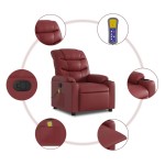 vidaXL Fotoliu de masaj rabatabil, roșu vin, piele ecologică vidaXL Fotoliu de masaj rabatabil, roșu vin, piele ecologică