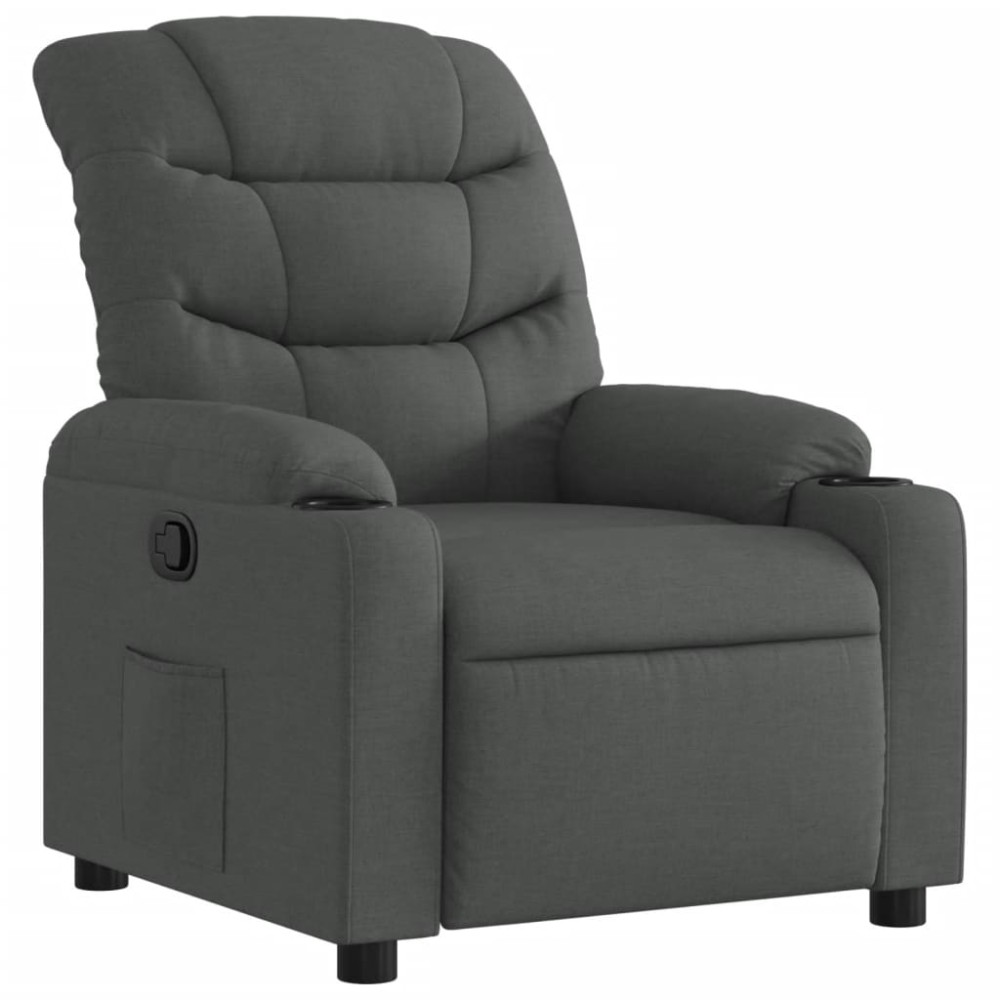 vidaXL Fotoliu rabatabil, gri închis, material textil
