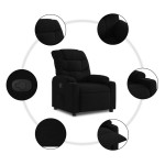 vidaXL Fotoliu rabatabil, negru, material textil vidaXL Fotoliu rabatabil, negru, material textil