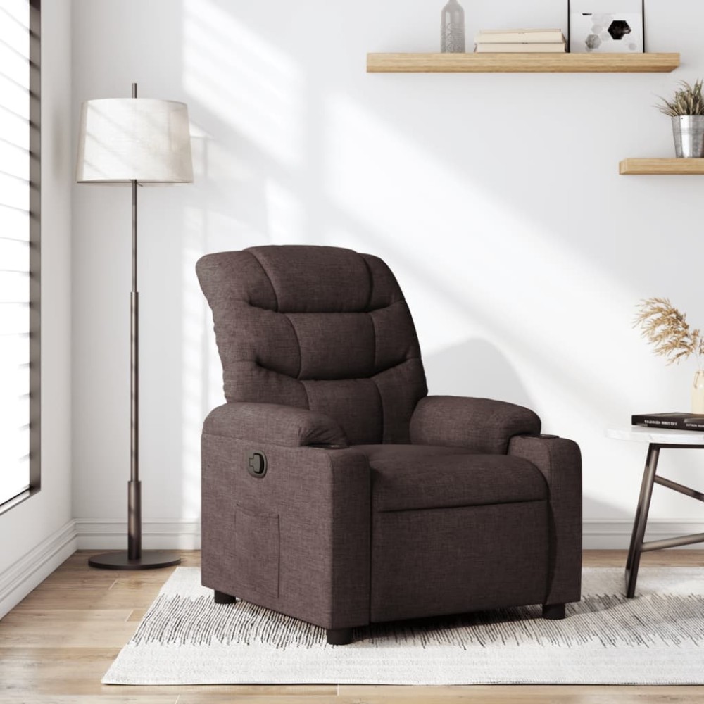 vidaXL Fotoliu rabatabil, maro închis, material textil