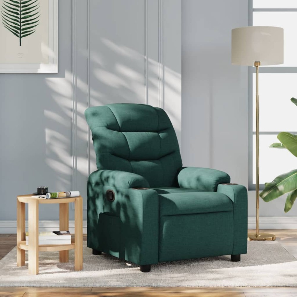 vidaXL Fotoliu rabatabil, verde închis, material textil
