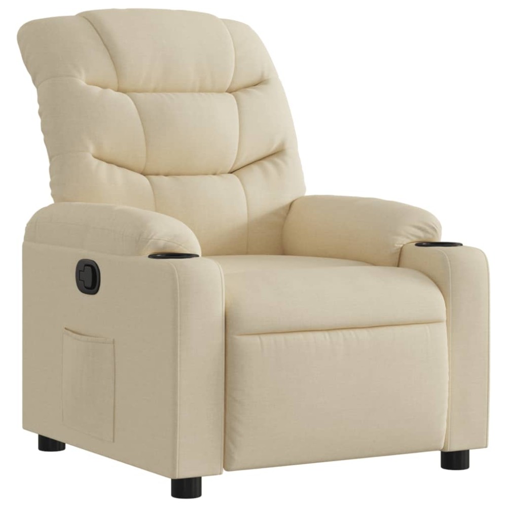 vidaXL Fotoliu rabatabil, crem, material textil