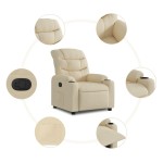 vidaXL Fotoliu rabatabil, crem, material textil