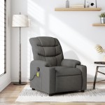 vidaXL Fotoliu de masaj rabatabil, gri închis, material textil vidaXL Fotoliu de masaj rabatabil, gri închis, material textil